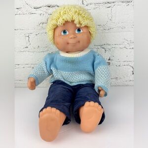 Vintage 80’s Animal Toy Boy Plastic Face Cloth Body Doll 18”